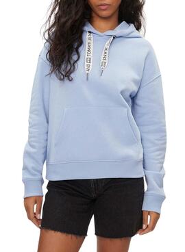 Moletom com capuz Tommy Jeans Drawcord Hoodie Azul Mulher