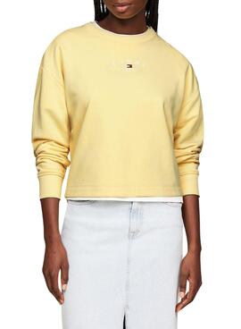 Camisola Tommy Jeans Essential Logo Amarelo Mulher