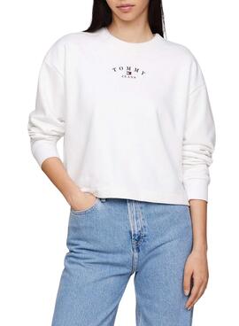 Moletom Tommy Jeans Essential Logo Branco Mulher