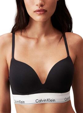 Sutiã Calvin Klein Plunge preto para mulher.