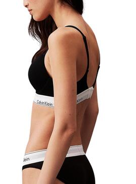 Sutiã Calvin Klein Plunge preto para mulher.
