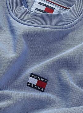 Moletom Tommy Jeans Washed Badge Azul Para Homem