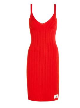 Vestido Calvin Klein Woven Label Vermelho Para Mulher