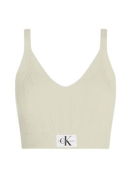 Top Calvin Klein Woven Label Verde Para Mulher