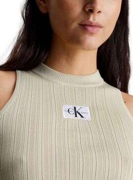 Top Calvin Klein Woven Label Verde para Mulher