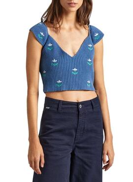 Top Pepe Jeans Greer Azul Para Mulher