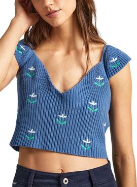 Top Pepe Jeans Greer Azul Para Mulher