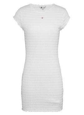 Vestido Tommy Jeans Bodycon Fruncido Branco