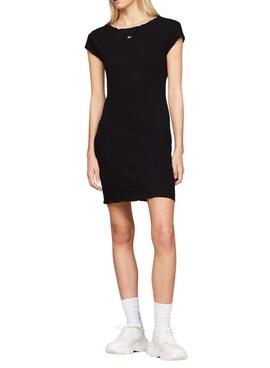 Vestido Tommy Jeans Bodycon Fruncido Preto