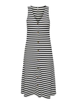 Vestido Only Nella Button Stripe Azul Marinho Para Mulher