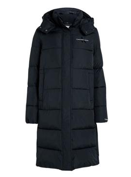 Casaca Calvin Klein Plumas Capuz Preto Mulher