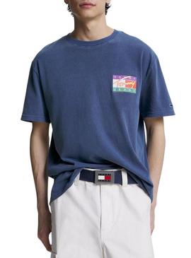 T-Shirt Tommy Jeans Signatura Azul Marinho para Homem