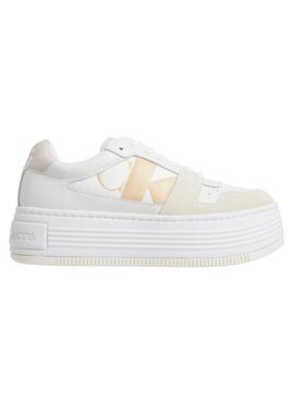 Sapatos Calvin Klein em Pele com Plataforma Branco.