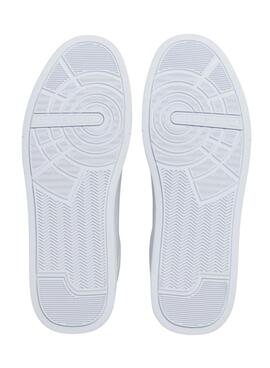 Sapatos Tommy Hilfiger Court em couro branco para homem.