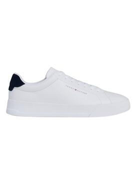 Sapatos Tommy Hilfiger Court em couro branco para homem.