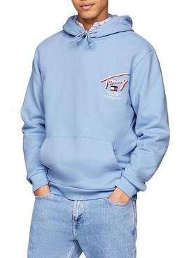 Moletom Tommy Jeans 3D Street Hood Azul para Homem