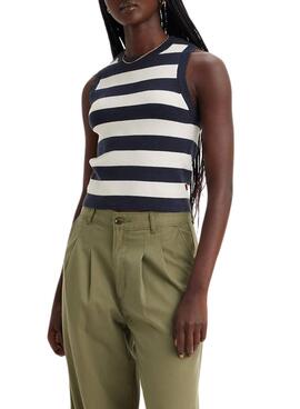 Top Levis Ocean Tank Stripe Marinho Para Mulher