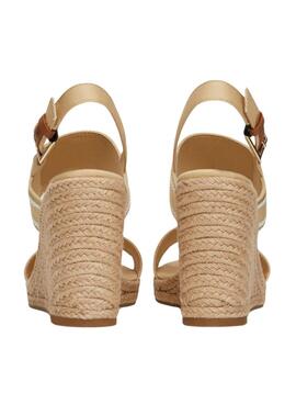 Sandálias Tommy Hilfiger Webbing High Wedge Bege Mulher