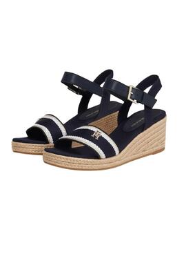 Sandálias Tommy Hilfiger Webbing Wedge Marino Mulher