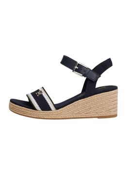 Sandálias Tommy Hilfiger Webbing Wedge Marino Mulher