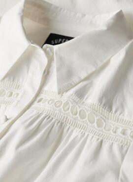 Vestido Superdry Lace Mix Branco Para Mulher