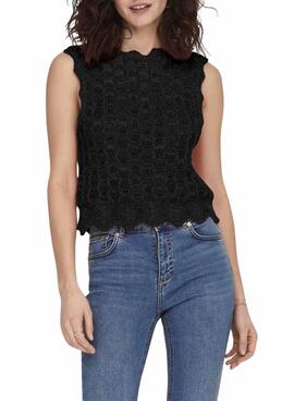 Top Apenas Luna Crochet Preto Para Mulher