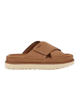Chinelo UGG Goldenstar Cross Chestnut para Mulher.