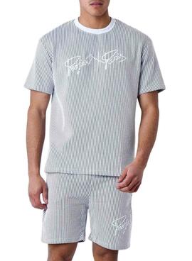 Camiseta Project x Paris Listras Cinza e Branco Para Homem