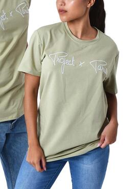 Camiseta Project x Paris Bordado Verde para Homens e Mulheres.