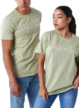 Camiseta Project x Paris Bordado Verde para Homens e Mulheres.