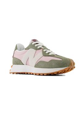 Tênis New Balance 327 Verde Rosa para Mulher.