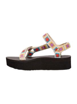 Sandálias Teva Universal Plataforma Crochet Multicolor.
