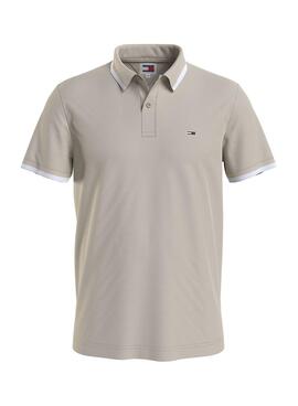 Camisa Polo Tommy Jeans Solid Tipped Regular Bege para Homem