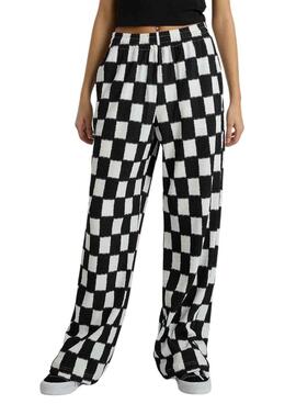 Calça Vans Benton Checker Branco e Preto para Mulher.
