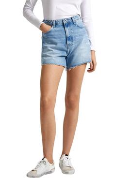 Shorts Pepe Jeans Denim A-Line Rotos Para Mulher.