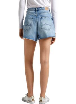 Shorts Pepe Jeans Denim A-Line Rotos Para Mulher.