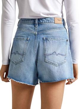 Shorts Pepe Jeans Denim A-Line Rotos Para Mulher.