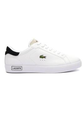 Sapatilhas Lacoste Powercourt em pele branca para homem.