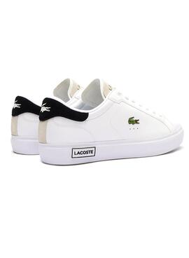 Sapatilhas Lacoste Powercourt em pele branca para homem.