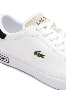 Sapatilhas Lacoste Powercourt em pele branca para homem.