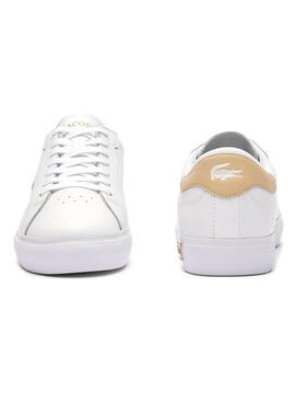 Sapatilhas Lacoste Powercourt Branco Bege Mulher