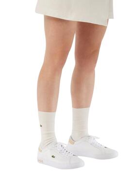 Sapatilhas Lacoste Powercourt Branco Bege Mulher