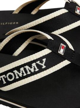 Chinelos Tommy Hilfiger Webbing Preto para Mulheres