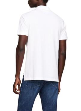Camisa polo Tommy Hilfiger Monotype Placket branca para homem.