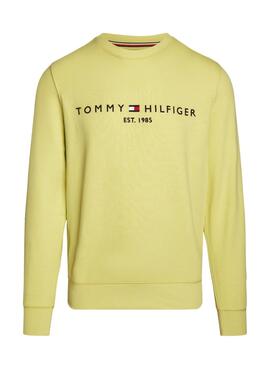 Moletom Tommy Hilfiger Logo Amarelo Para Homem