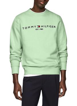 Moletom Tommy Hilfiger Logo Verde Menta Para Homem