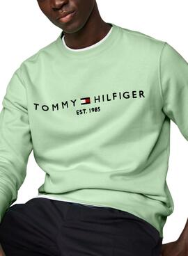 Moletom Tommy Hilfiger Logo Verde Menta Para Homem