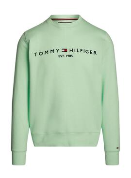 Moletom Tommy Hilfiger Logo Verde Menta Para Homem