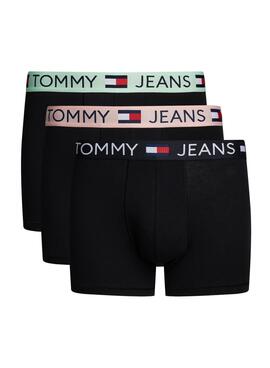Pacote com 3 cuecas Tommy Jeans Trunk Essential preto para homem.
