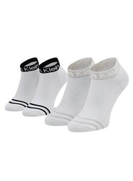 Embalagem de meias Calvin Klein Jeans Quarter Branco e Cinza
